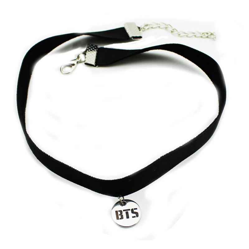 

2017 New KPOP EXO Monster Gothic Punk Black BTS Leather Choker Necklace KPOP Bangtan Boys Collar Collette Necklace Jewelry, Picture