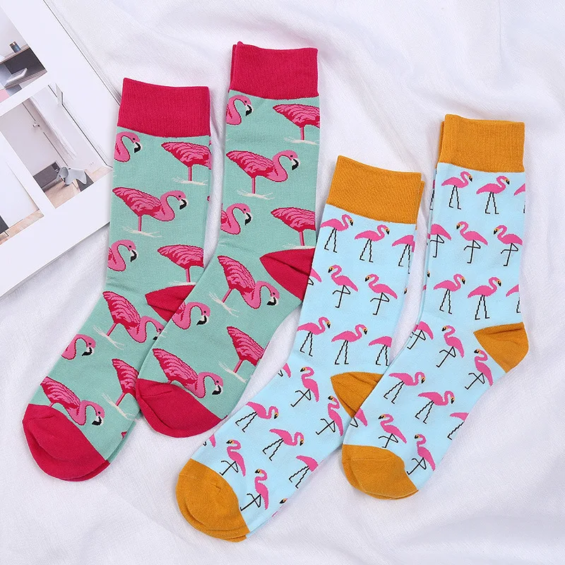 

Fancy New Fashion Cozy Cotton Men Socks Flamingo Socks, 2 colors