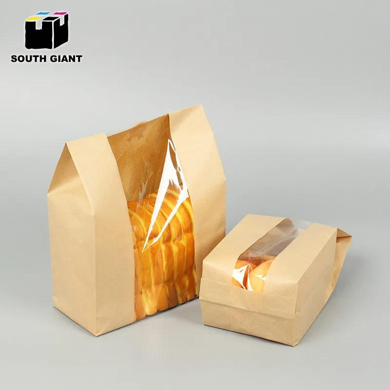 
Manufacture Direct Custom Bread Packaging Paper Bag with Clear Window 
