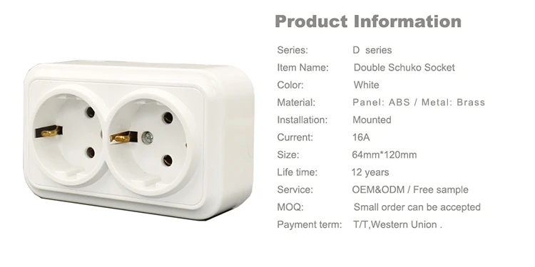 Hot Sale White 64 120mm Eu Style Plug Receptacle Abs