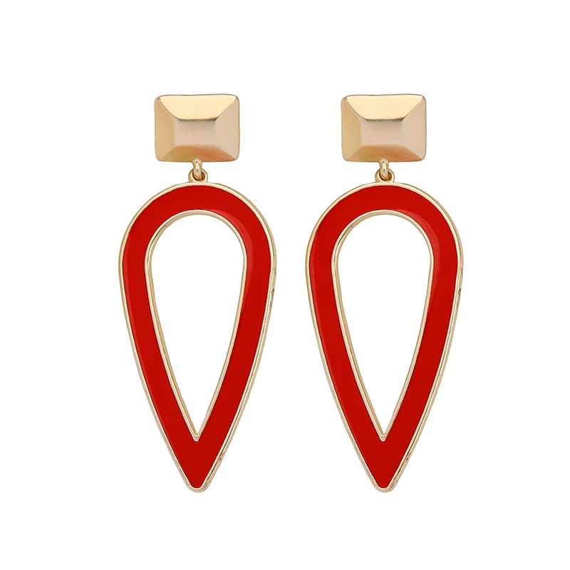 

ed01766c Red Enamel Teardrop Gold Plated Earrings Jewelry For Women Jewelry 2109