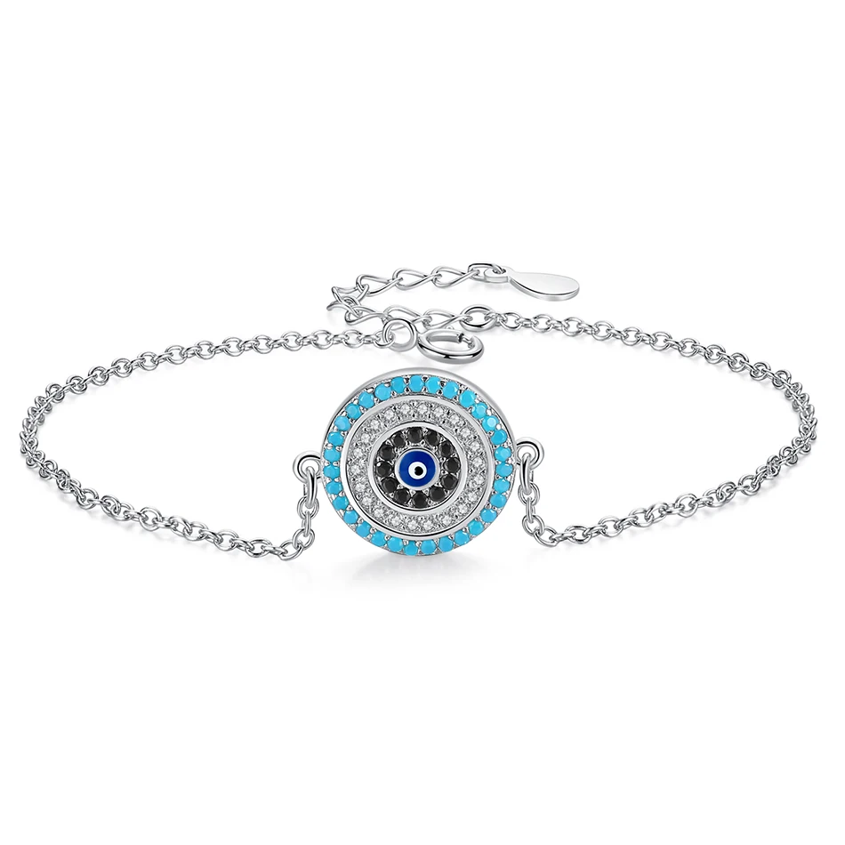 

Luxury 925 Sterling Silver Zircon Bracelet Blue Eye Crystal Charm Bracelet for Women Silver Fashion Jewelry Gift