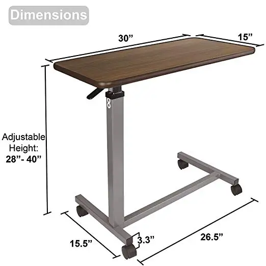 
Medical Adjustable Overbed Bedside Table with Wheels 