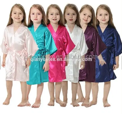 

Green- Tex kids Robes satin bridal bathrobe wedding party bathrobe for girls, White or 133 colors are available