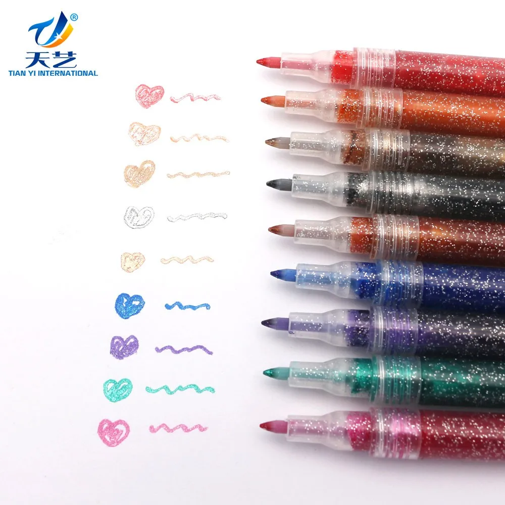 12 Pcs Magic Glitter Marker Pen Bright Sparkling Color Drawing Painting