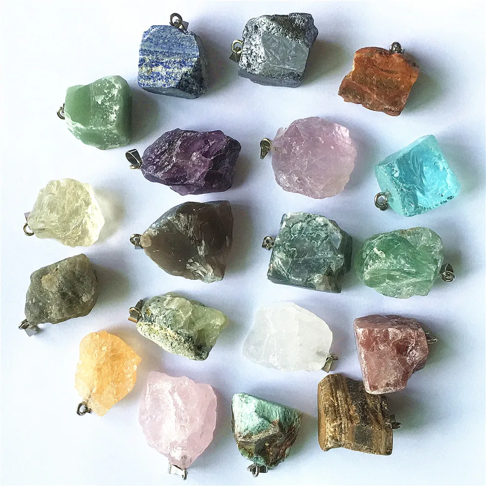 

Natural Stone Raw Ore Stone Pendant, Multi color