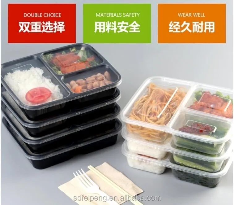 Wholesale Pp Plastic Food Packaging Bento Lunch Box For Take Away Food