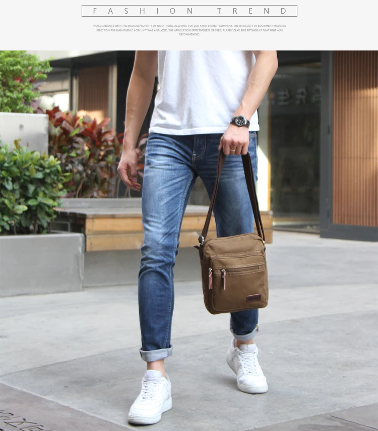 Mens Casual Blank Canvas Crossbody Messenger Sling Shoulder Bag
