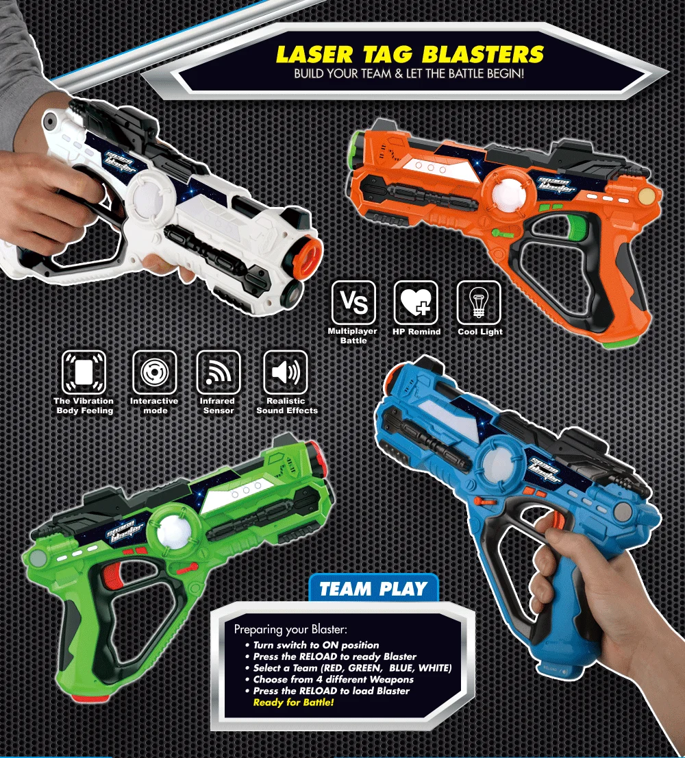 HISTOYE Infrared Laser Tag Guns Sets of 4 Players Game Laser Tag Sets with Gu... 