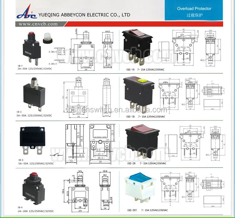 Dc Circuit Breaker Thermal Overload Protector Switch Magnetic Overload ...