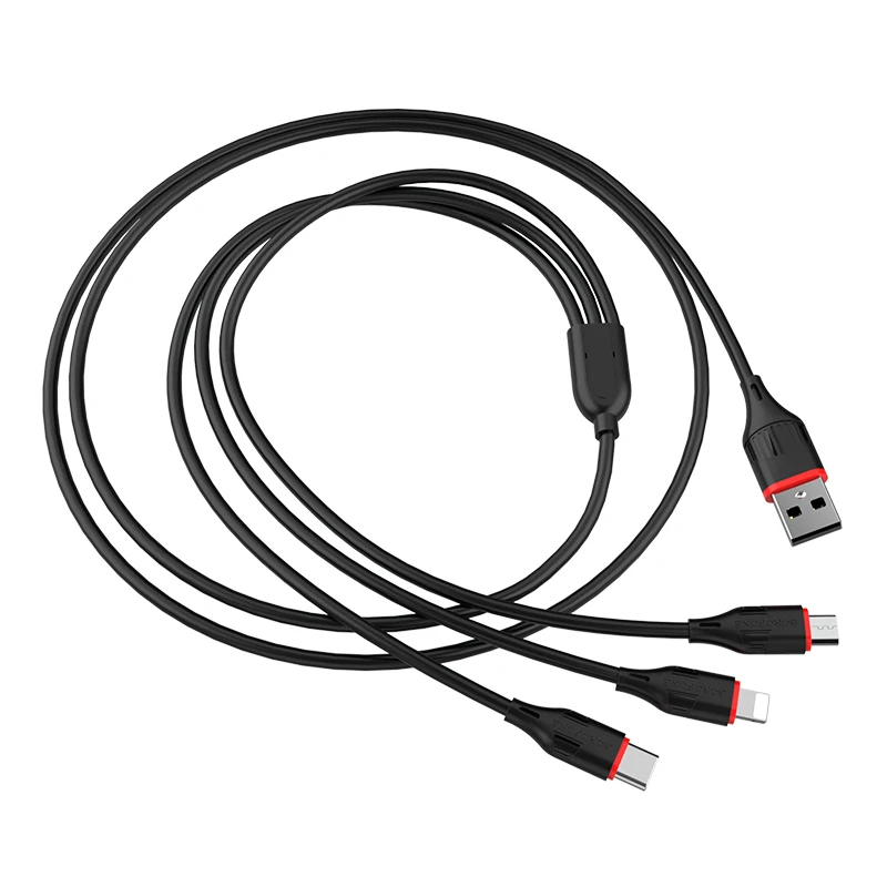 

Hoco BOROFONE BX17 TPE Joint 3 in 1 Phone Charging Cable, Black;white