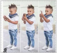 

Online Store Alibaba Children Clothing Sets Cotton Shirt And Jean Pant And Scarf Of Boys