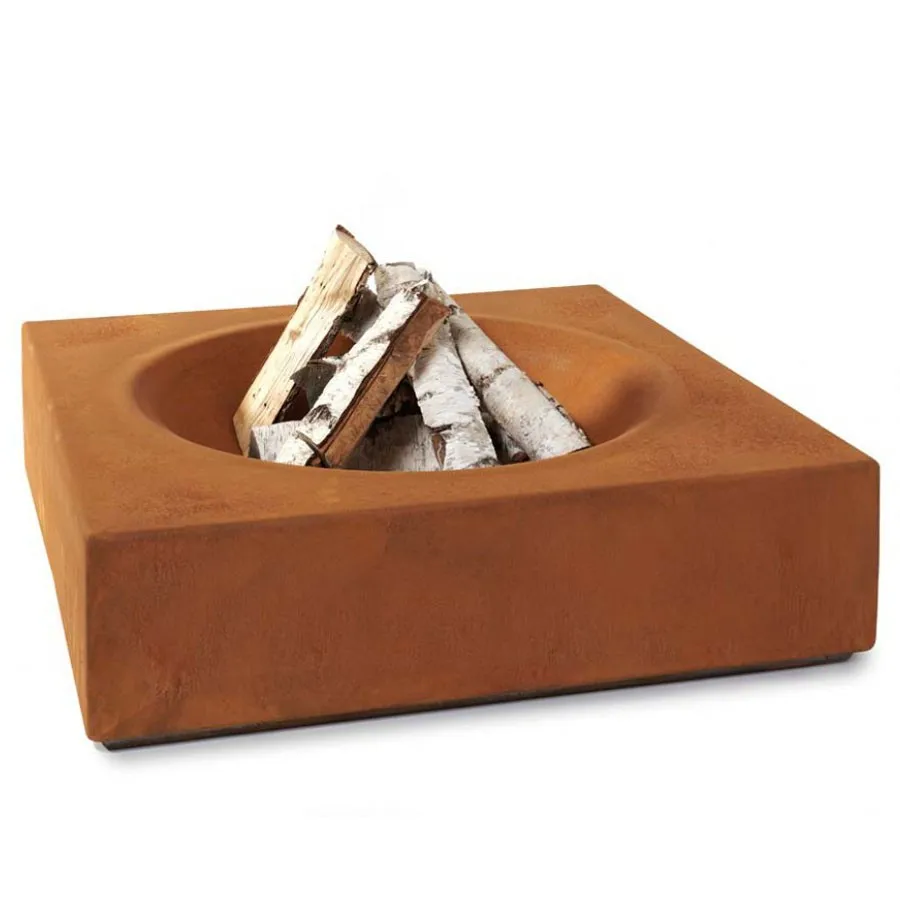 China Supplier Corten Steel Metal Large Square Fire Pit Designs