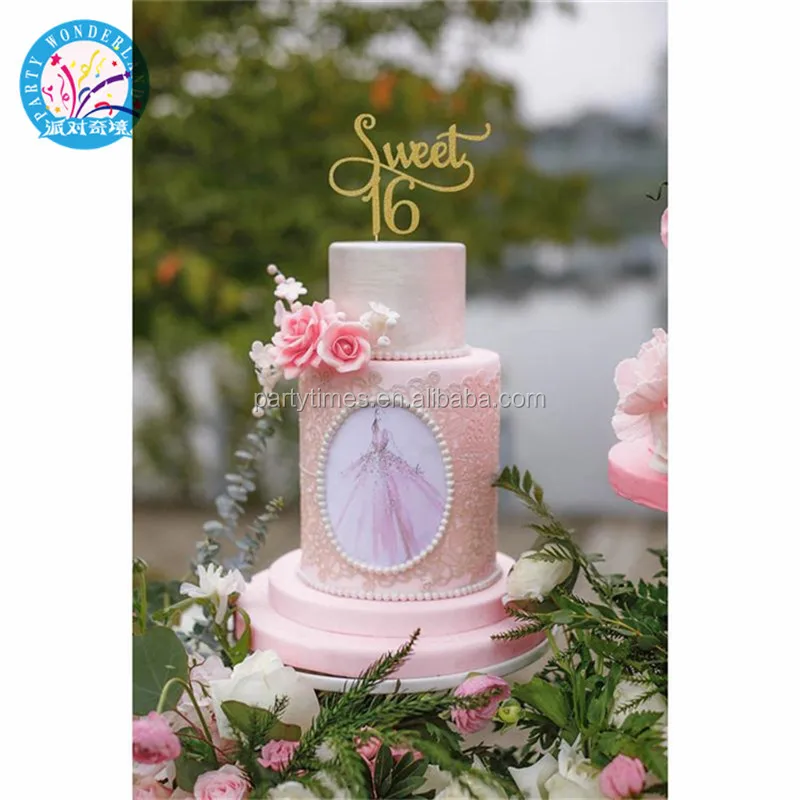 Decoration De Gateau Monogramme En Or 16 Pieces Garniture De Gateau Avec Lettres A Theme De Fete Du 16e Anniversaire Garniture De Gateau Buy Faveurs Gateau De Mariage Toppers Vente Chaude Bebe Douche Gateau Toppers Fete De