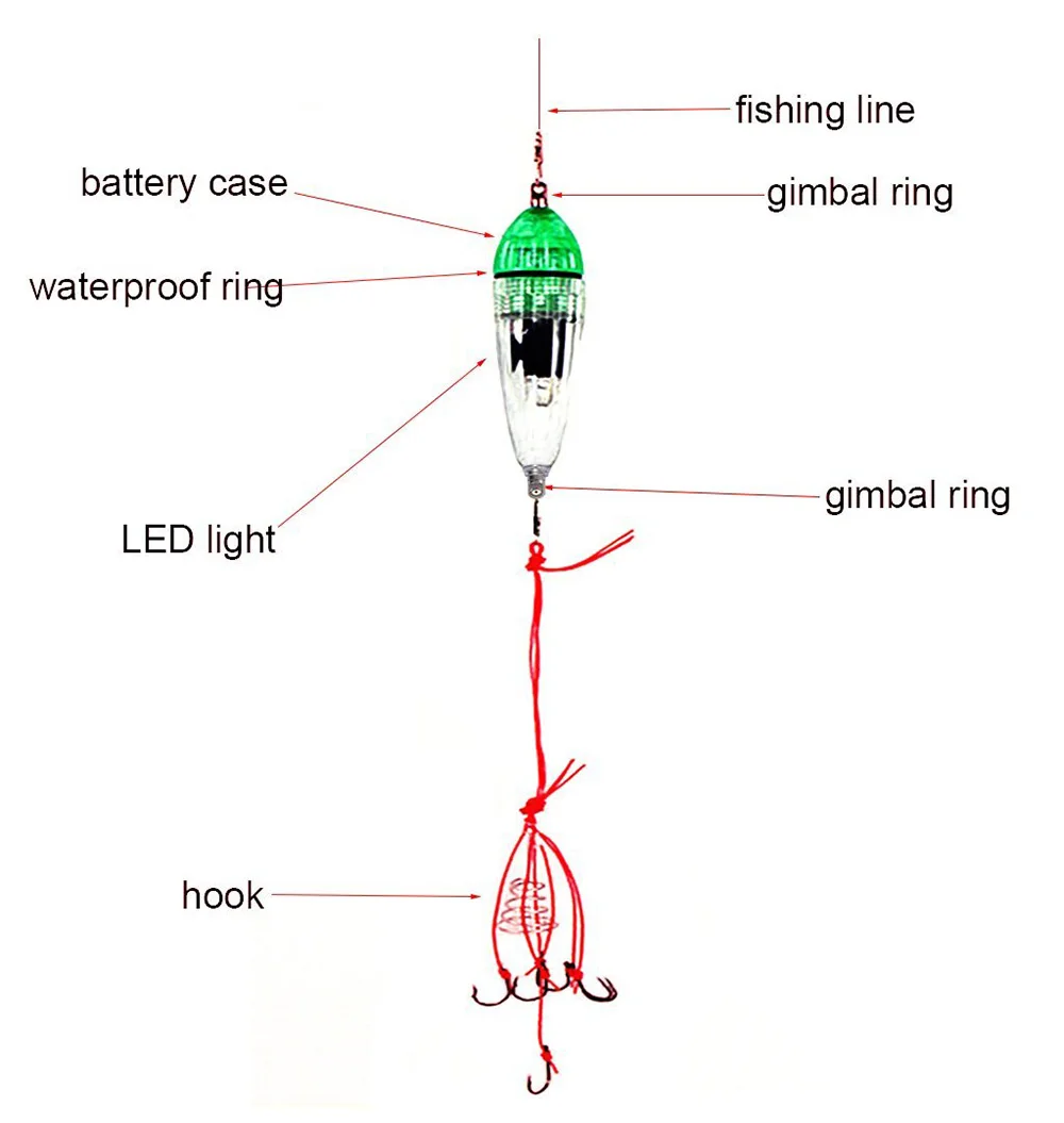 Details about   4Pcs General Fishing LED Lure Light Waterproof Bait Lamp Green Accessory W/Case 