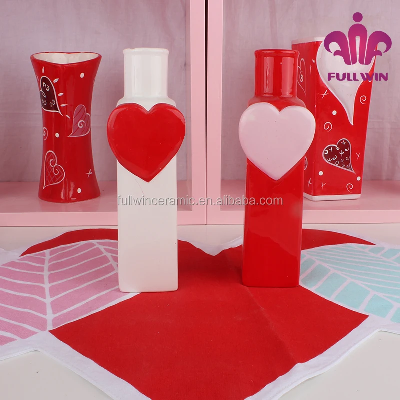 Valentine S Day Decoration Red And White Color Ceramic Hand