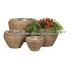 Country high value natural rattan woven flower pots with liner indoor planter