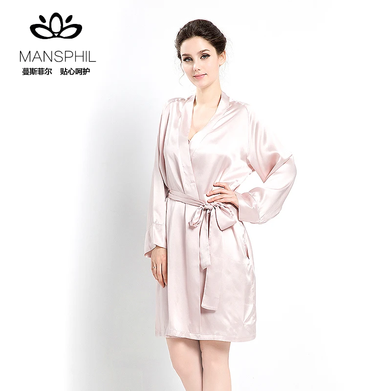 

100% Silk Classic Design Raglan Sleeve kimono Robe for Women, Baby pink;ivory;sand