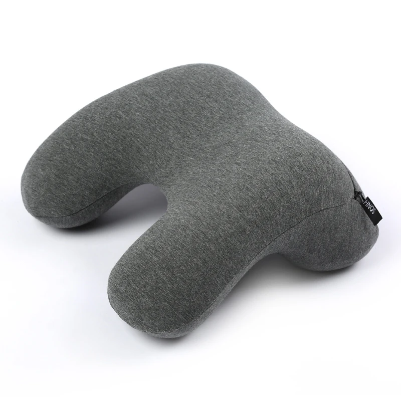 

Portable Fashion Bus Miracle Neck Support Memory Foam Travel Nap Pillow, Blue;gray