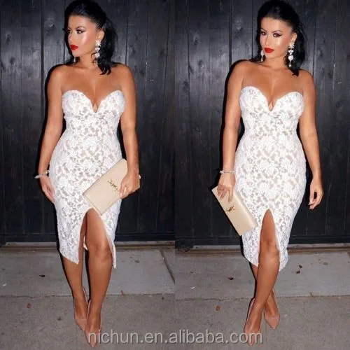 

New Elegant Club Lace Sexy Women Strapless Casual Party Bandage Bodycon Dress, Picture color;it can be made any colors as buyer's requirement