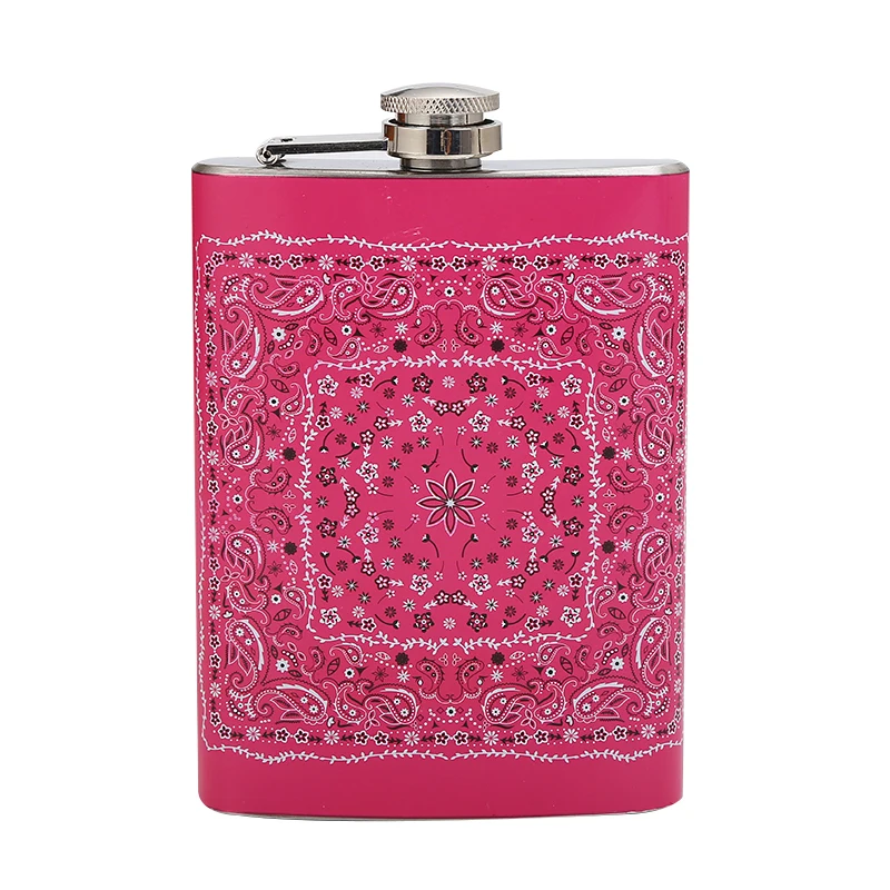 

JH030 8OZ Customized design printing wrapped Wine drinking Stainless Steel 304 Hip Flask