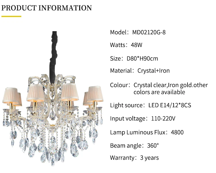 Hot sale home decorative living room lighting luxury led crystal chandelier