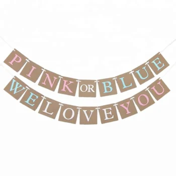 Gender Reveal Party Baby Shower Decorations Pink Or Blue Banner