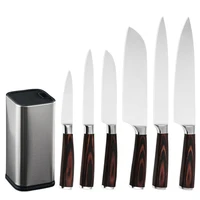 

XYj Kitchen Cutlery Set 6PCS Pakka Wood Handle Polished Blade 7Cr17Mov Stainless Steel Knife Set Chef Knife Set Block