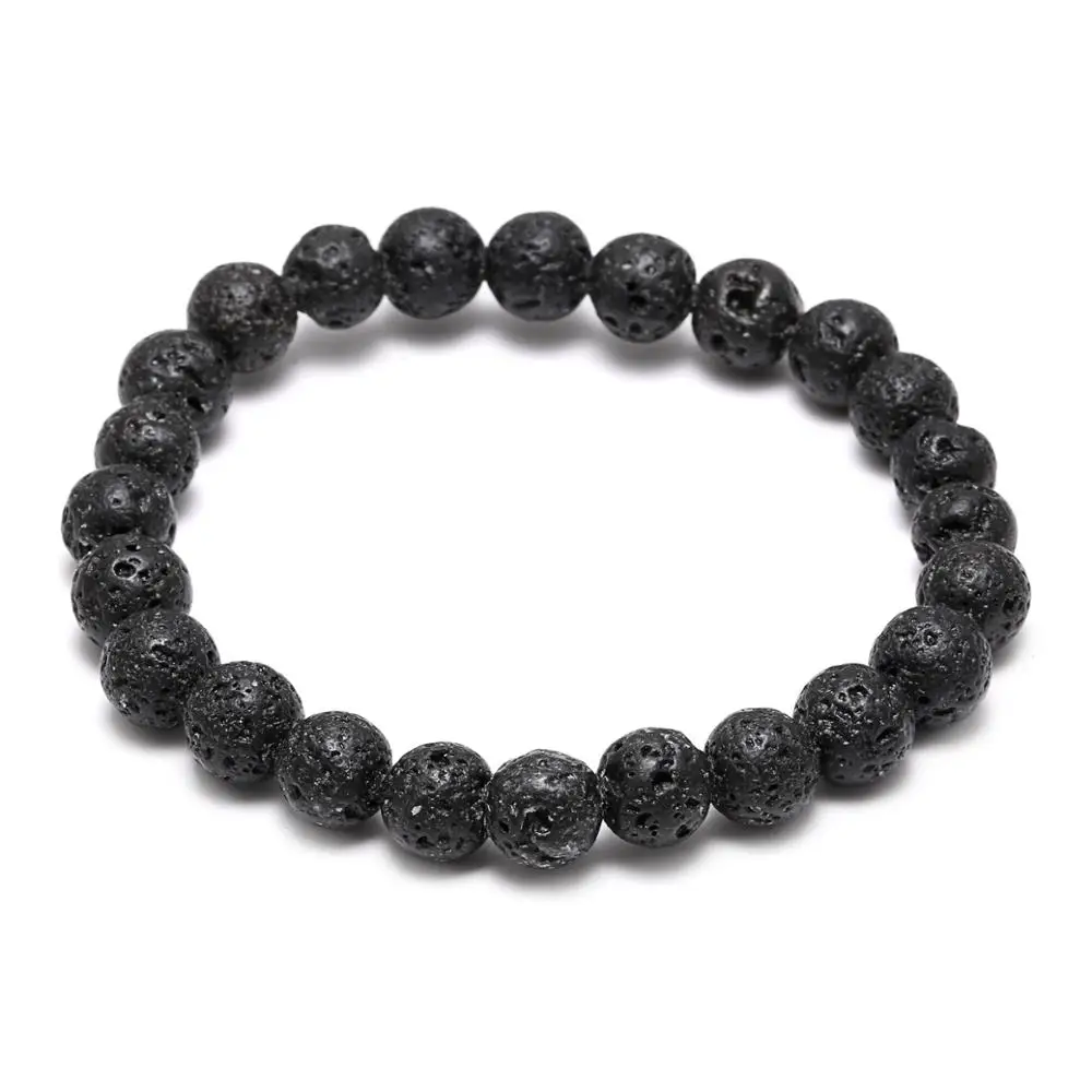

Fashion black lava volcanic stone anchor beads bracelet for men