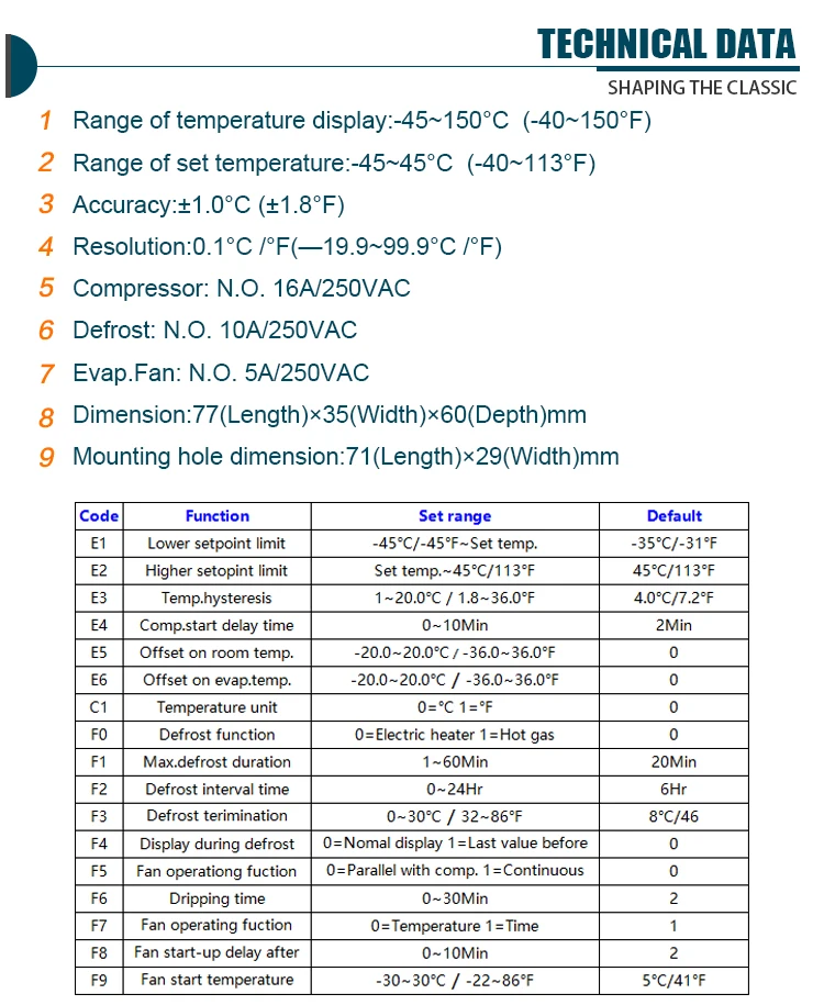 Ed106 Self Control Thermostat Defrost Digital Temperature Controller