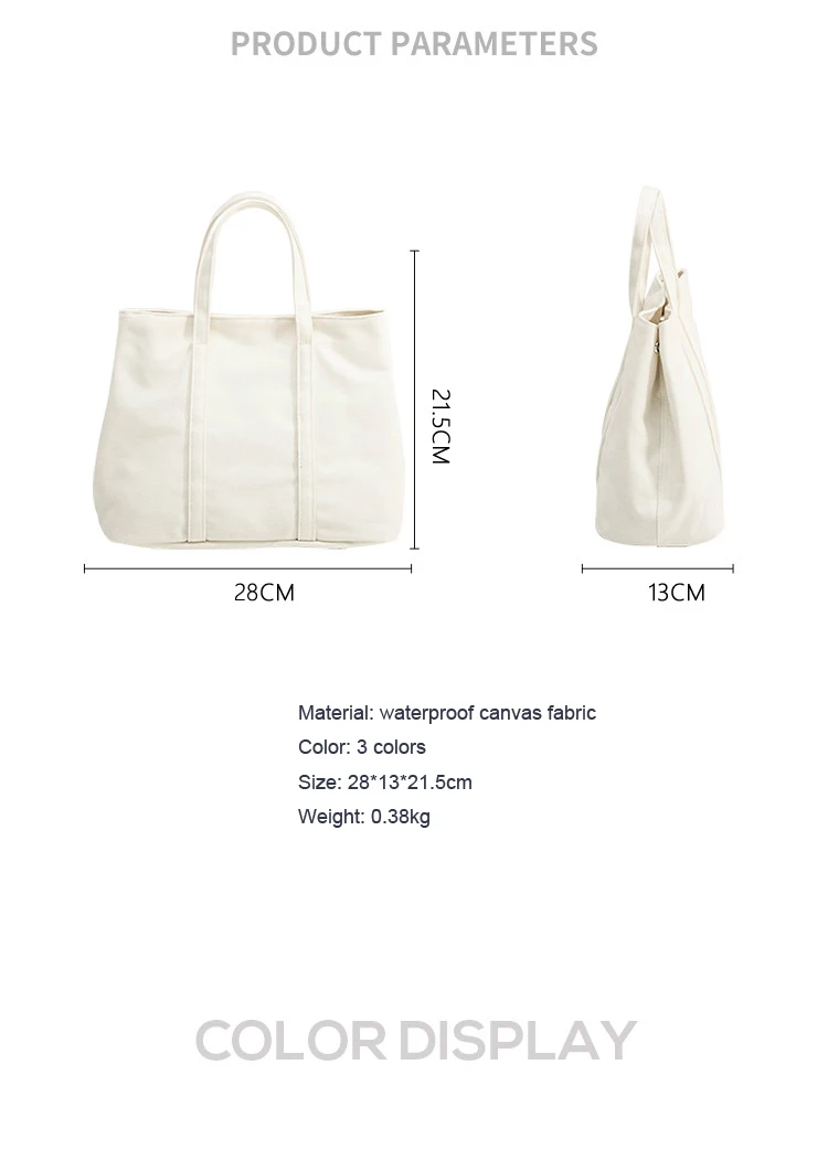 Wholesale Canvas Tote Bag Waterproof Canvas Brand Modern Women Handbag
