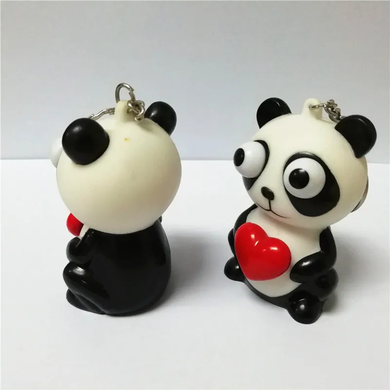 3d Panda Heartbeat Keychains Squeeze Heart Popper Panda Rubber ...