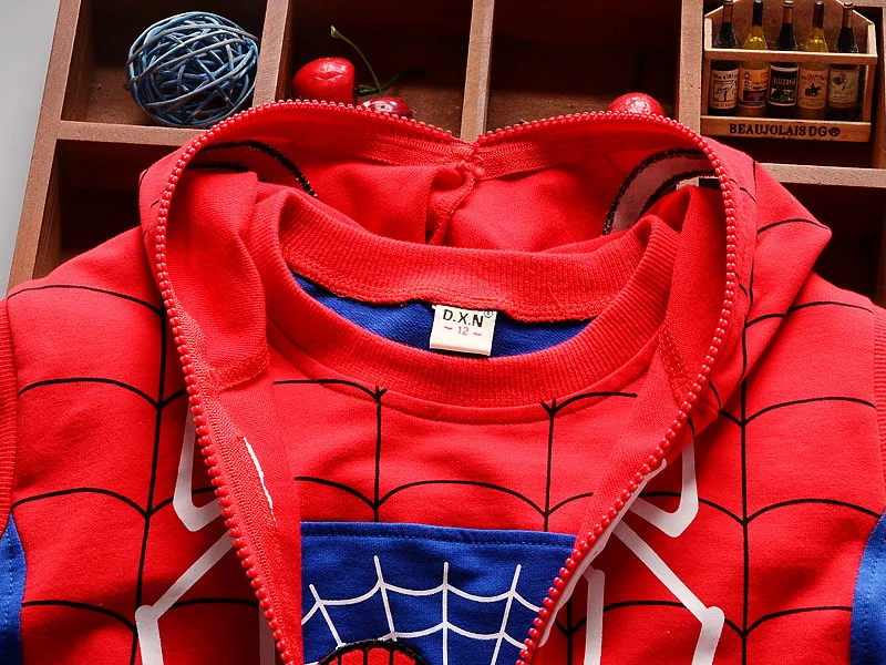 Autumn Boys Clothing Sets Kids Coat jacket+T Shirt+Pants 3 Pcs Children Sport Suits Baby Boys Spider Man Clothes Set