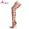 Wholesale sexy women pencil high heels pu leather shoes long over the knee boots for women