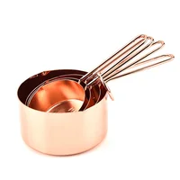 

4PC Amazon Hot sale Rose Gold Stainless Steel Unique Measuring Cups Measuring Copper Cooking Spoons Set
