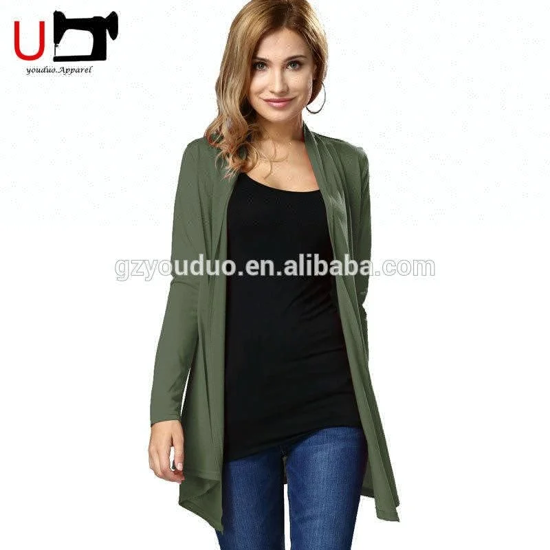 

Solid Loose Open Stitch Women Casual Irregular Hem Plain Thin Wholesale Women Long Cardigan Knitting Pattern