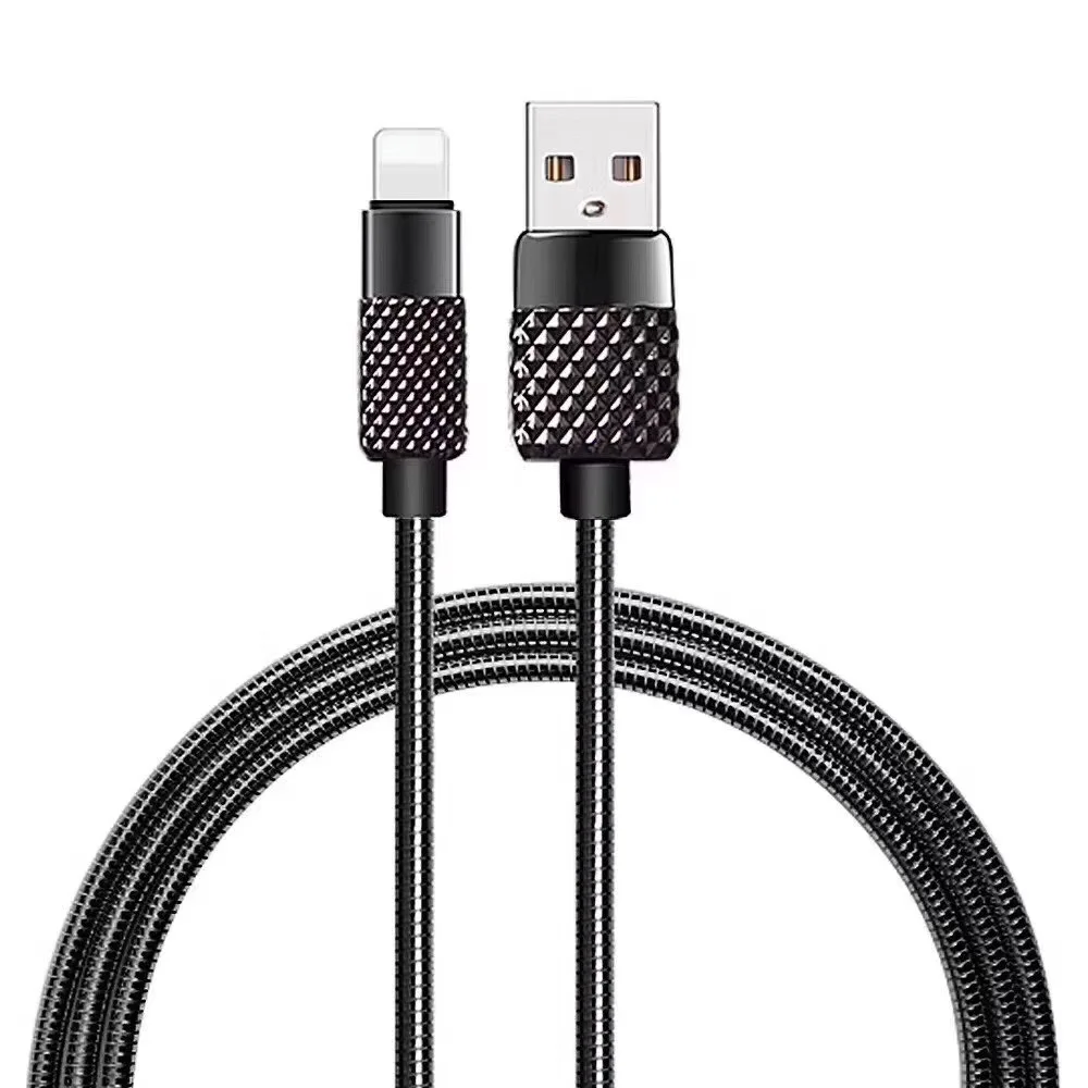 

High quality stainless usb cable Flexible Metal Spring USB Sync Data Charging Cable, 4 colors