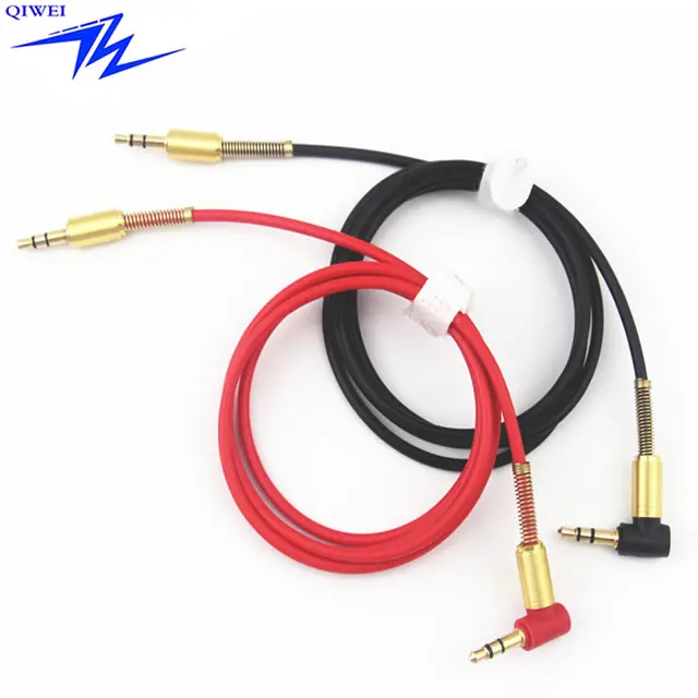 Beautiful metal spring safeguard 90 degree right angle aux cable 3.5mm male to male jack audio stereo cord