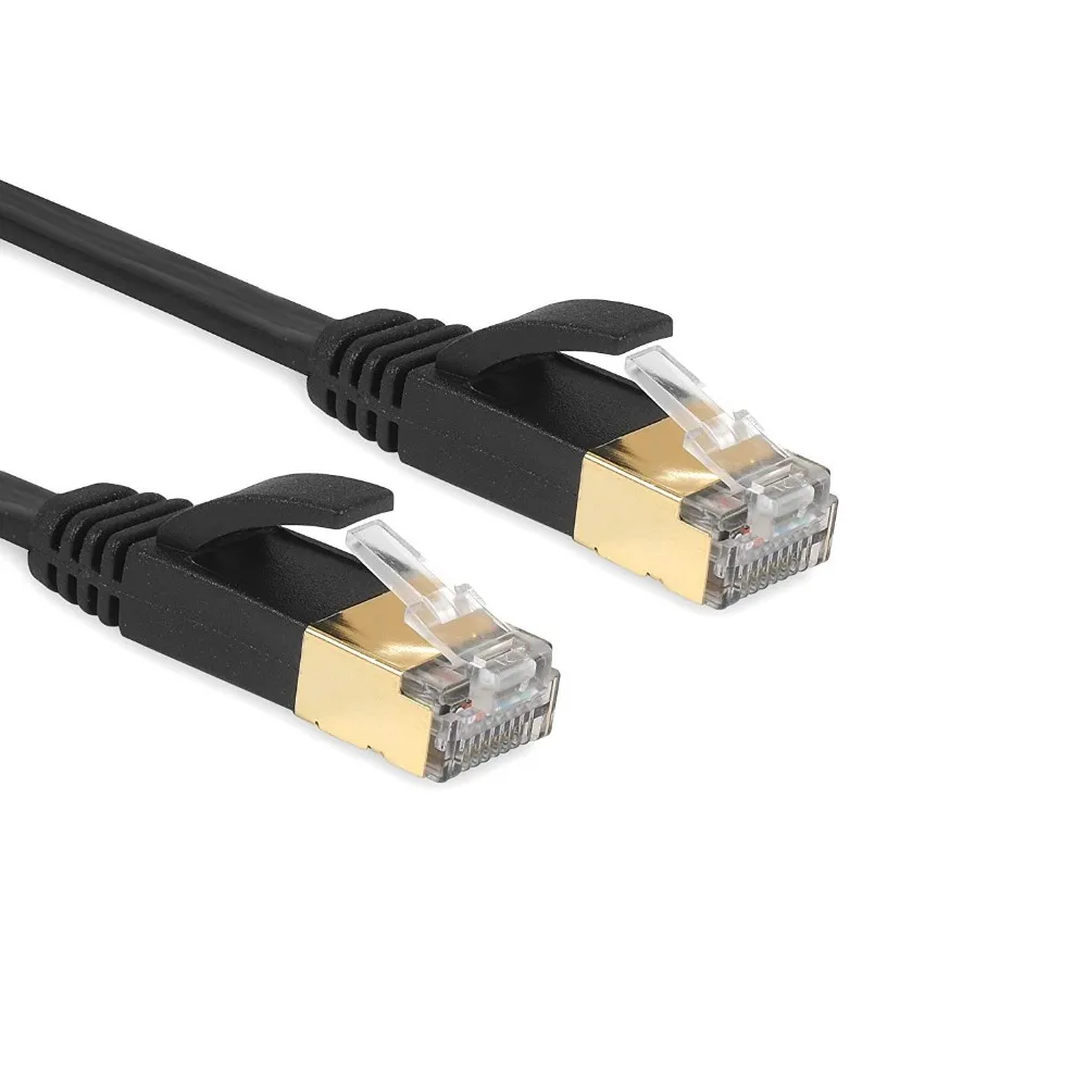 2 Pack CAT7 High Speed 25f Flat LAN Cable Double Shielded sftp
