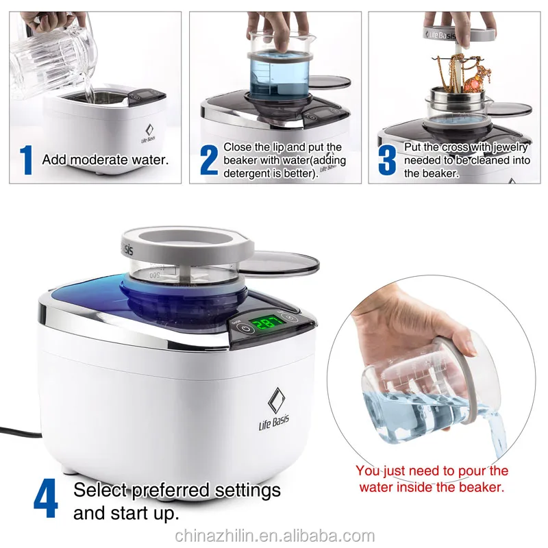 Home Appliance Fruits Vegetables Ultrasonic Cleaner with CD Holder 870ml Ultrasound Cleaning Machine Washing Machine