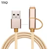 2 in 1 USB Cable 8 pin to 5 pin Micro Braided Sync Data Charger Nylon for iPhone ios Android
