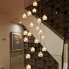 long round square home lobby luxury hanging lamp led modern custom crystal staircase chandelier light for high ceilings