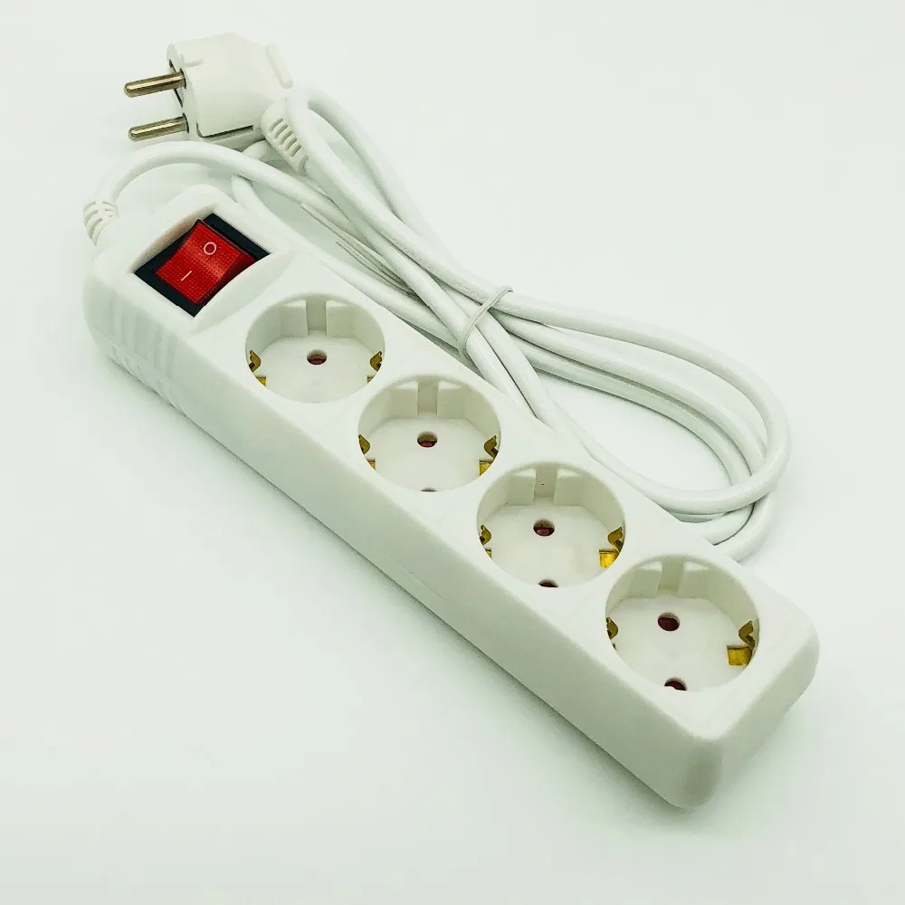 4 Way European Extension Eocket Eu German Socket Power Strip With Long ...