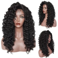 

94217 Eaby Best 24 Inch Natural Long Synthetic Hair Lace Front Kinky Loose Jerry Curly Wigs for Black Women