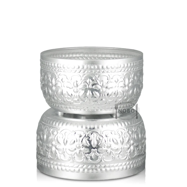 Ni_On Aluminum water bowl Thai design silver sterling serving Diameter 10.5