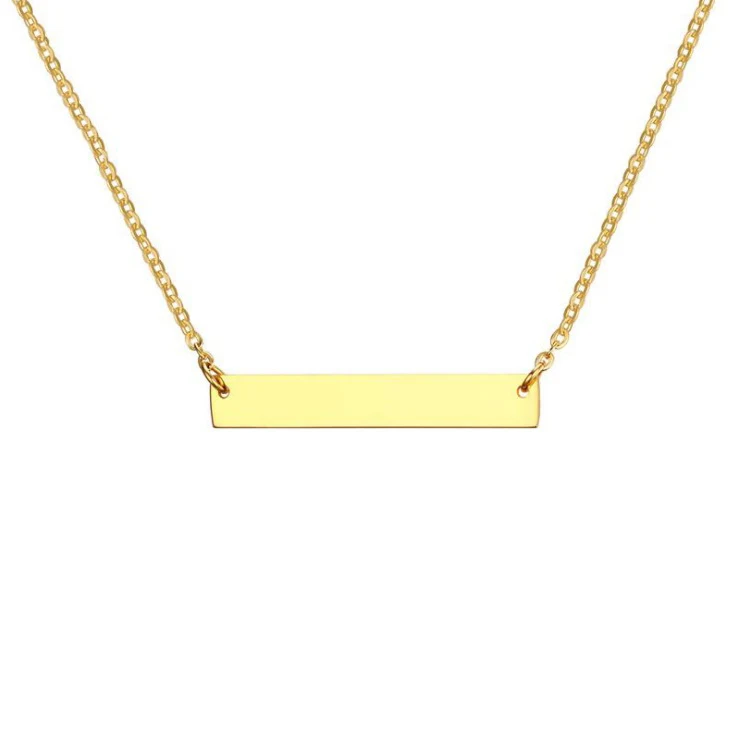 

Fashion Custom Personalized Name Initial Bar Necklace 18K Gold Plated Stainless Steel Pendant Necklace Jewelry For Women