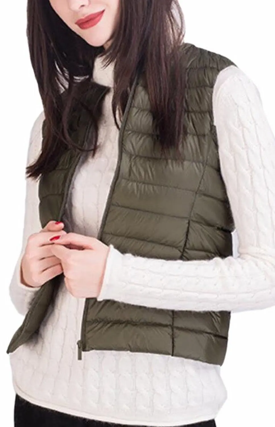 XQS Mens Stand Collar Quilted Down Vest Slim Puffer Vest