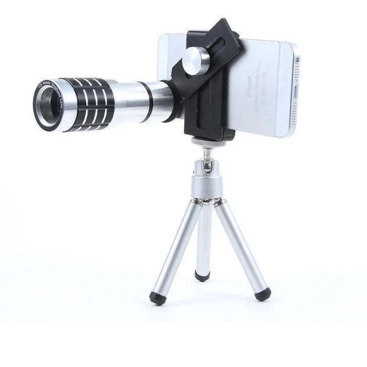 

High Definition Mobile Camera General Use 12 Times Telephoto Lens Metal Clip Aluminum Alloy Tripod Set Camera Lens