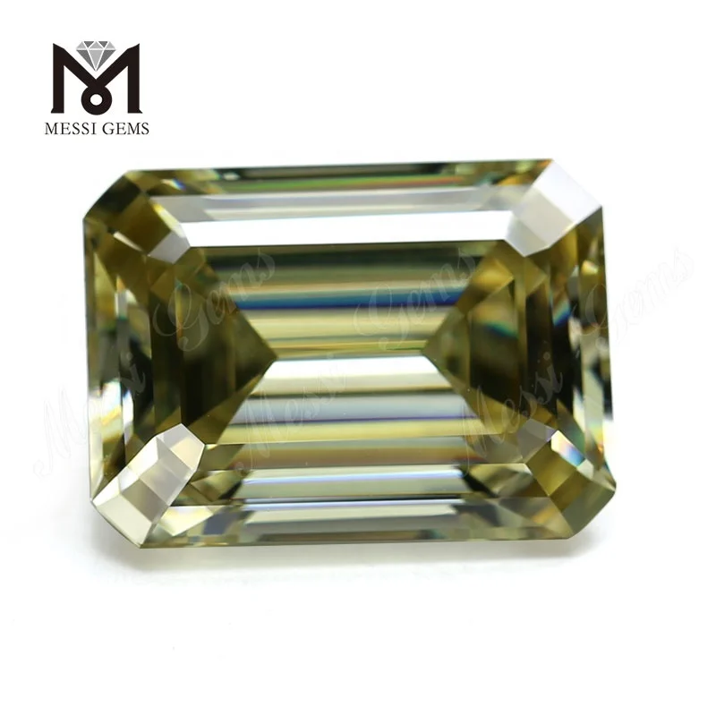 factory loose emerald cut fancy yellow moissanite stone price