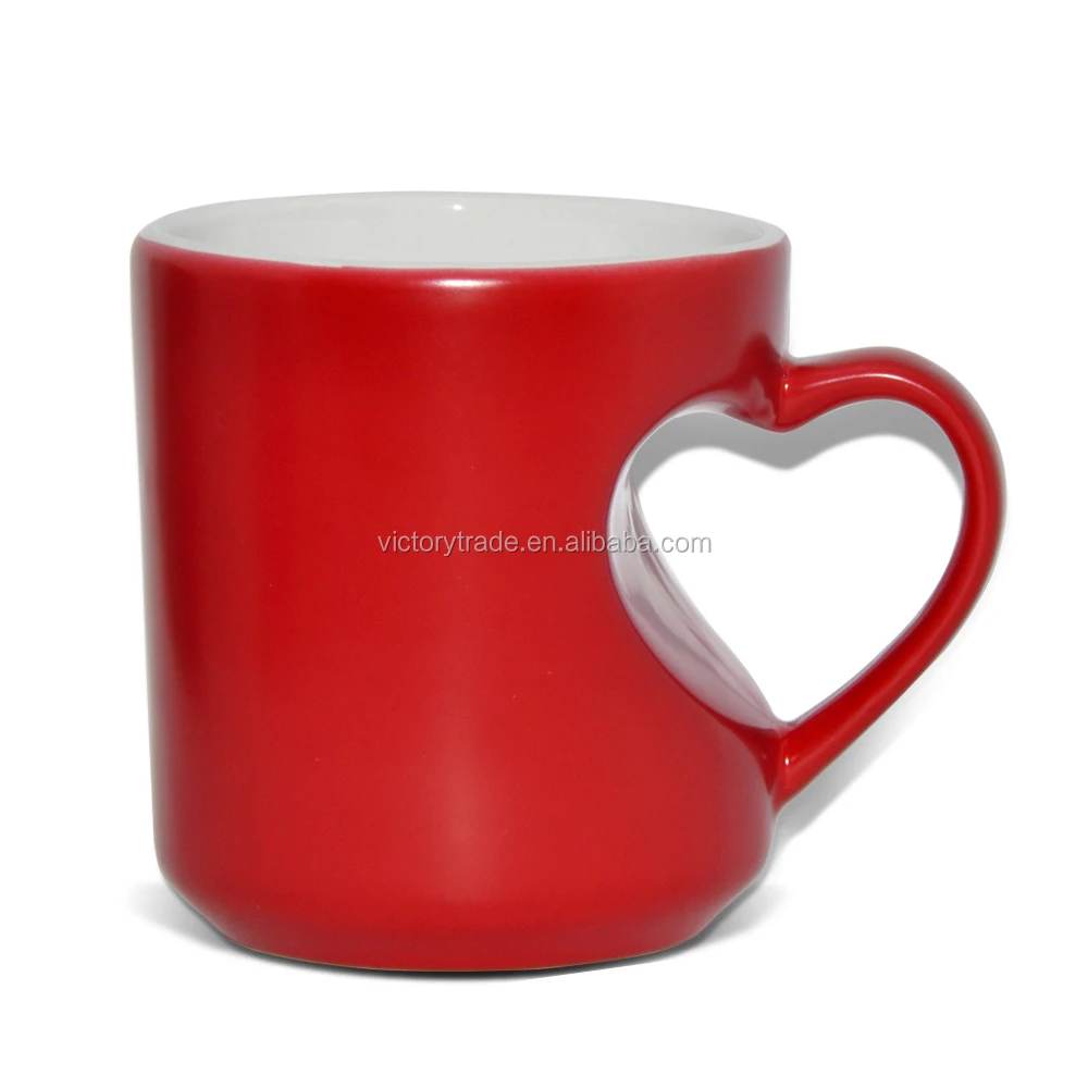 Vcm04 Wholesale Love Heart Shape Handle Ceramic Sublimation Travel